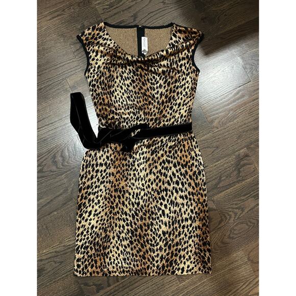 St. John Collection Leopard Animal Print Belted Dress Size 6 Made in USA $1295 - Picture 15 of 15